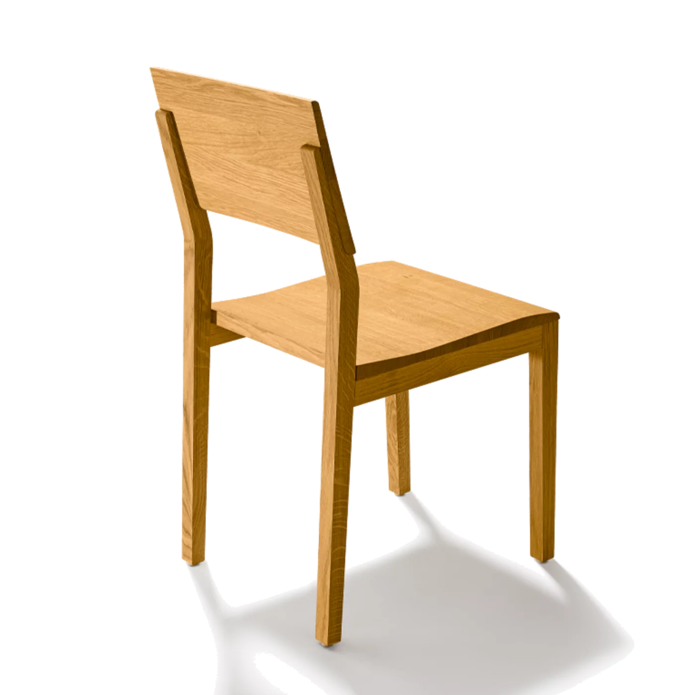 comfortable wooden chair s1 in oak, back view