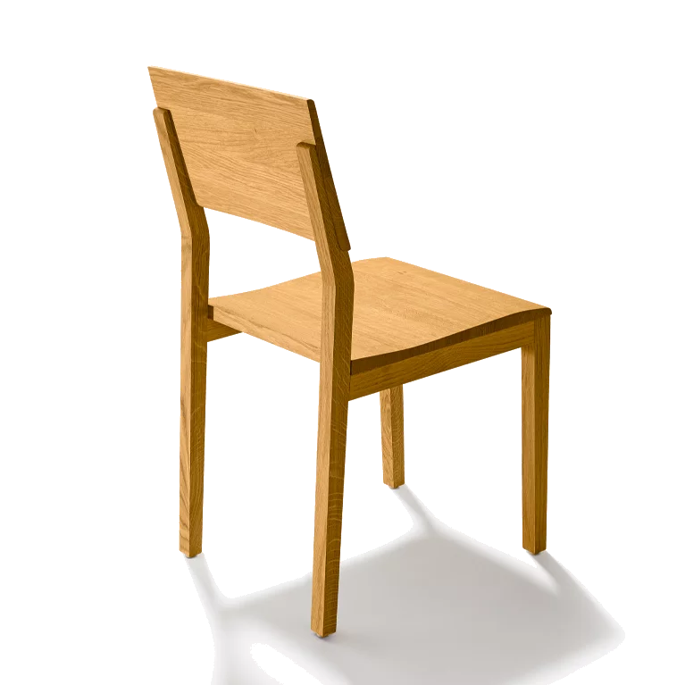 comfortable wooden chair s1 in oak, back view