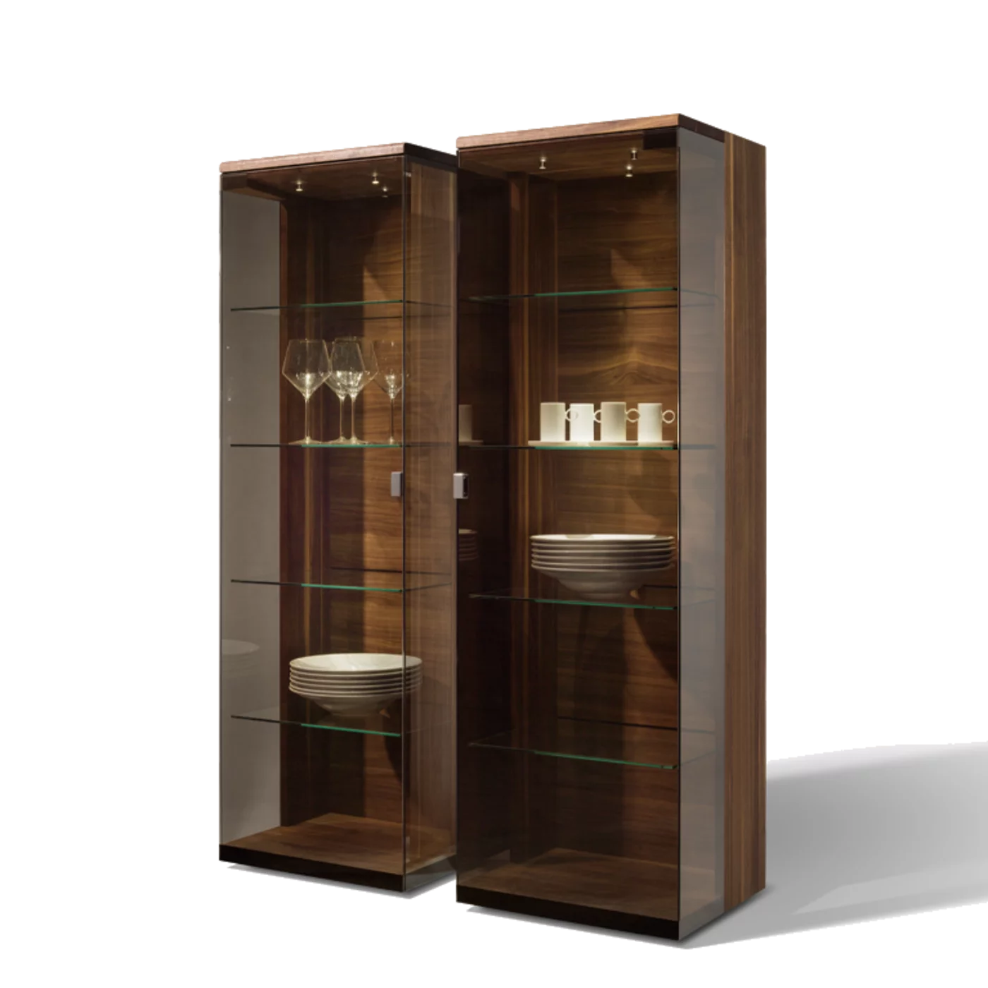 edle Anrichte nox in Nussbaum massiv mit Glasfront