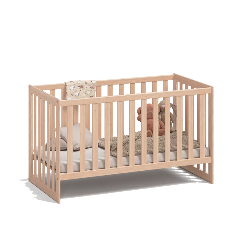 solid wood cot with height-adjustable slatted frame kids cot in alder white oil made of solid wood with height-adjustable slatted frame