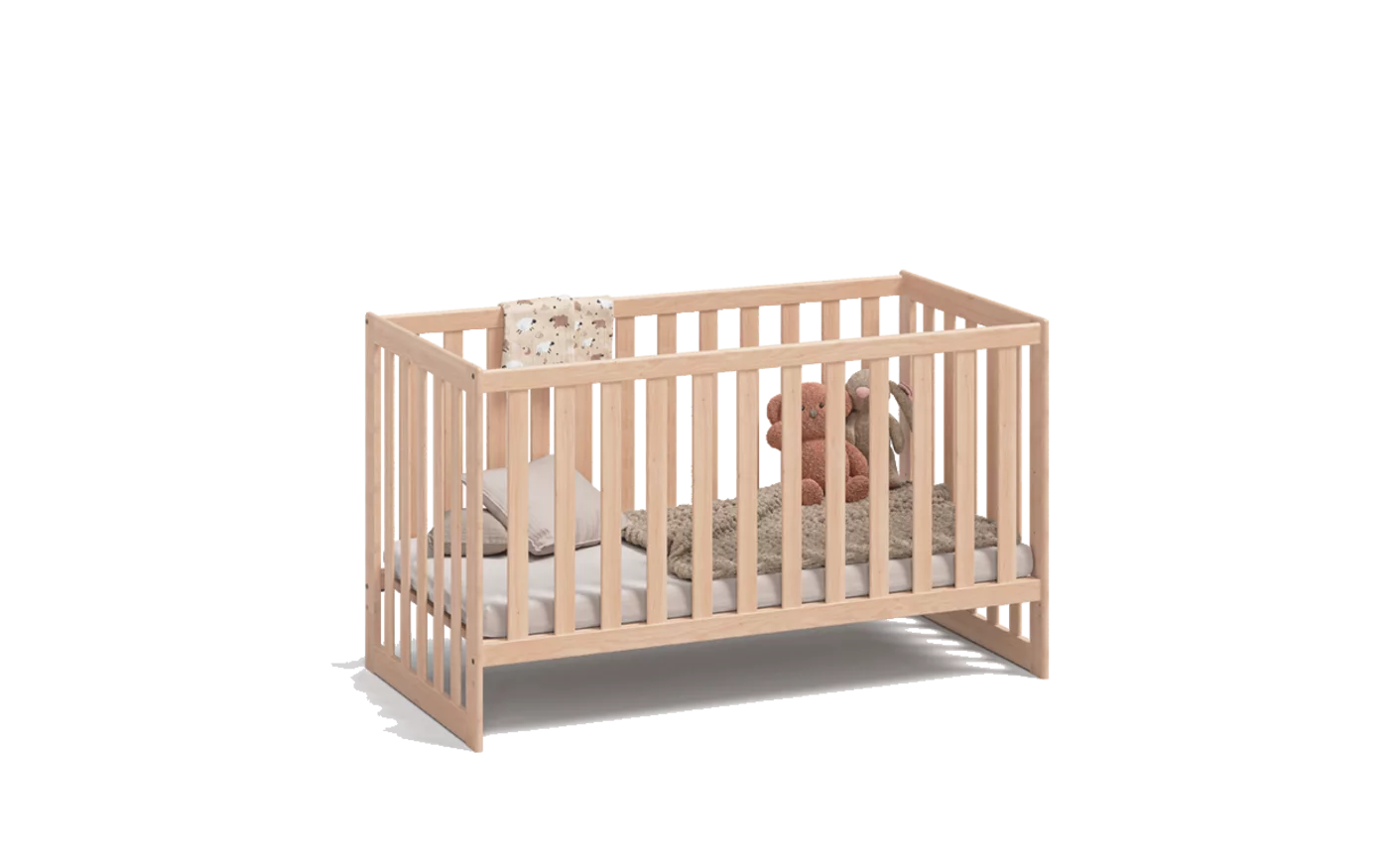 solid wood cot with height-adjustable slatted frame kids cot in alder white oil made of solid wood with height-adjustable slatted frame