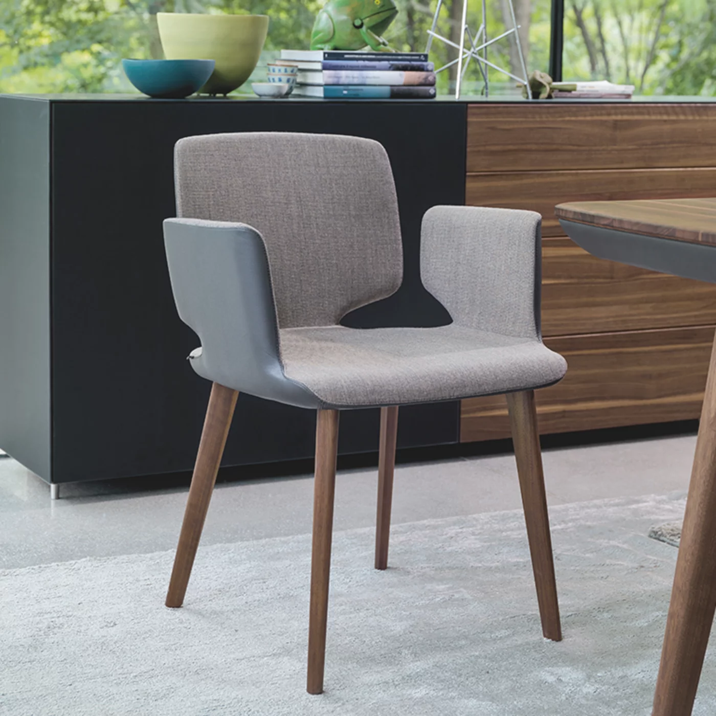 dining chair aye with wooden frame in walnut