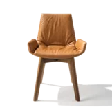 dining room chair lui plus with wooden frame in walnut, front view