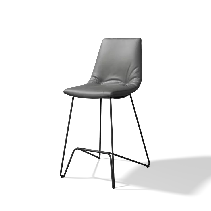 lui bar stool in leather with black wire frame