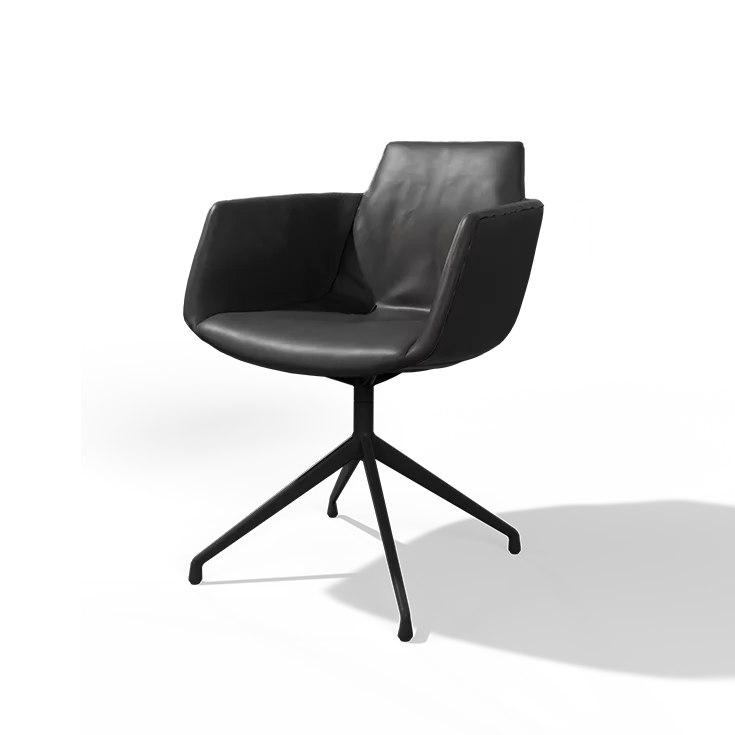 eleganter grand lui Stuhl aus Leder mit Drehgestell Edelstahl finish