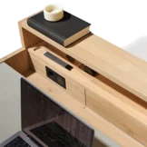 sol Sekretär in Eiche Weißöl mit Steckdose und Ablage, Detailansicht moderner sol Sekretär in Holz Eiche Weißöl mit Steckdose und Ablage, Detailansicht