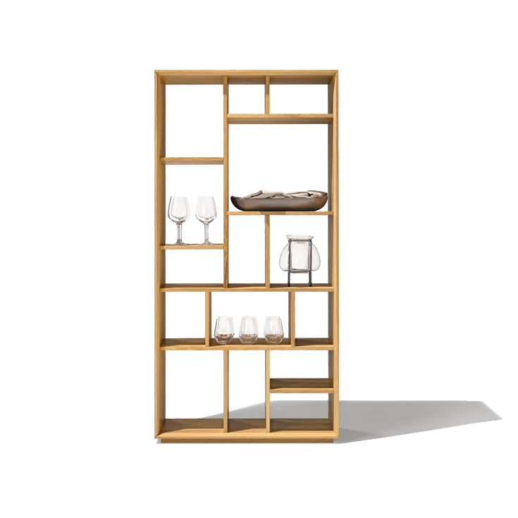 timeless graphic bookcase made of solid oak