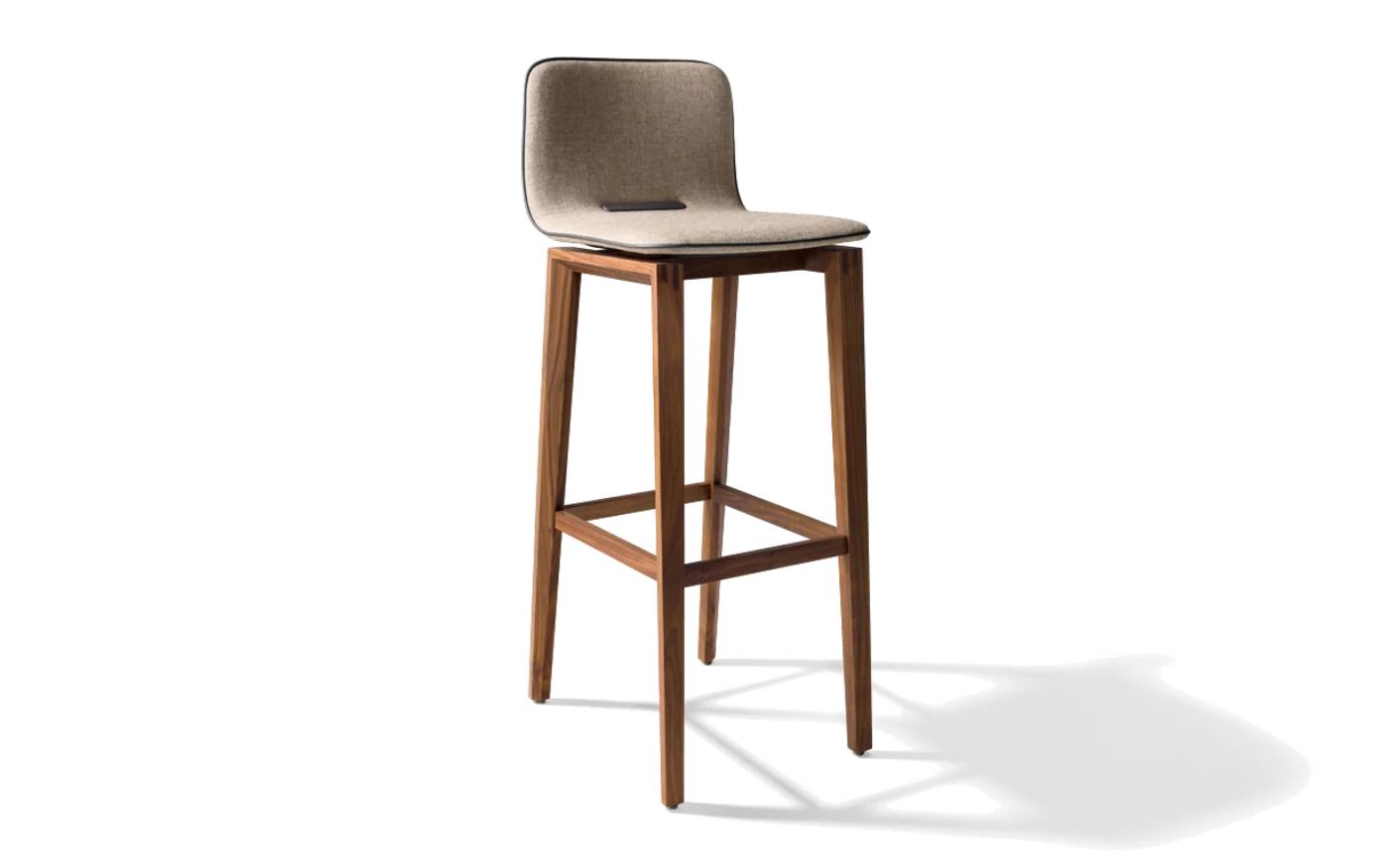 modern bar stool ark upholstered in walnut