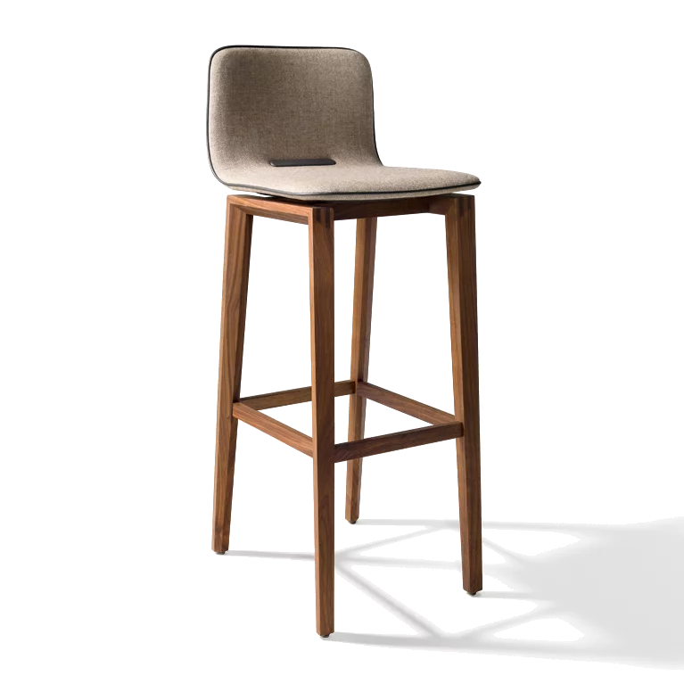 modern bar stool ark upholstered in walnut