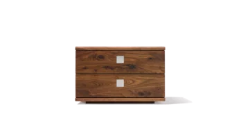 nox bedside cabinet in solid walnut, front view