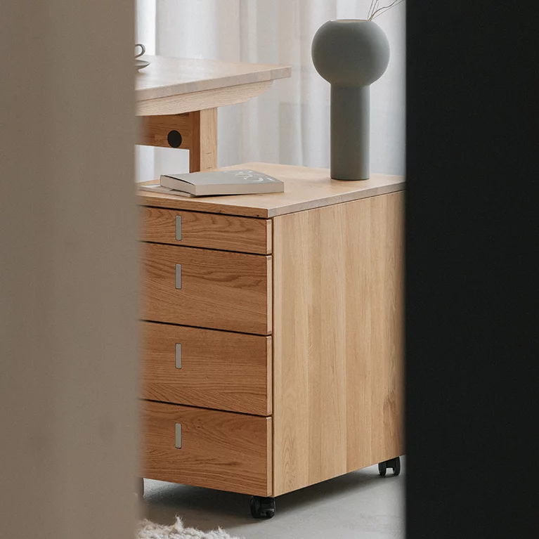 desk mobile pedestal in solid wood cubus desk pedestal in solid oak