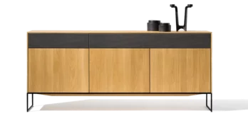 moderne filigno Anrichte in Eiche und Keramikfront mit Metallrahmengestell