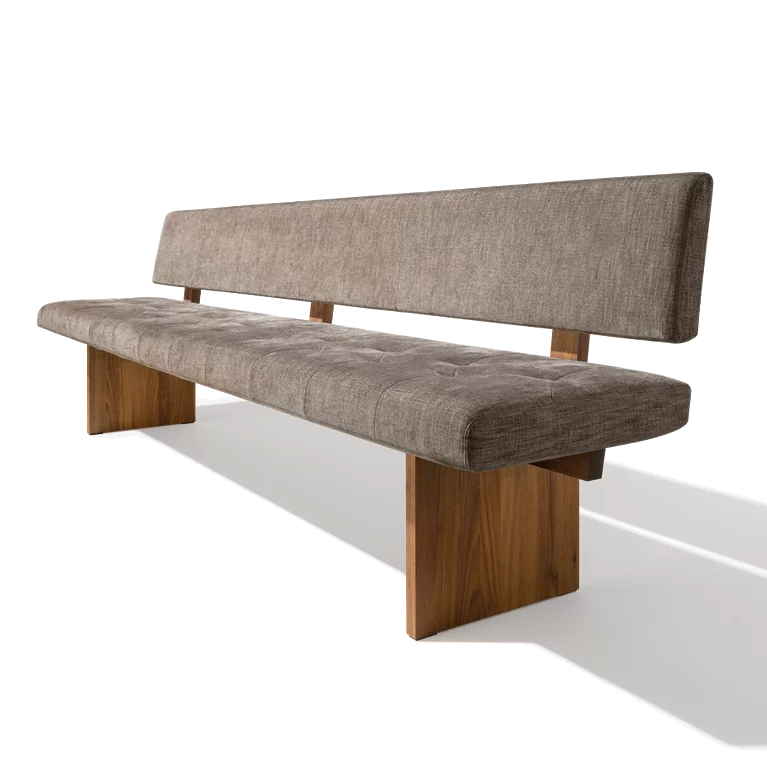 comfortable yps dining bench with walnut side panel and upholstered backrest