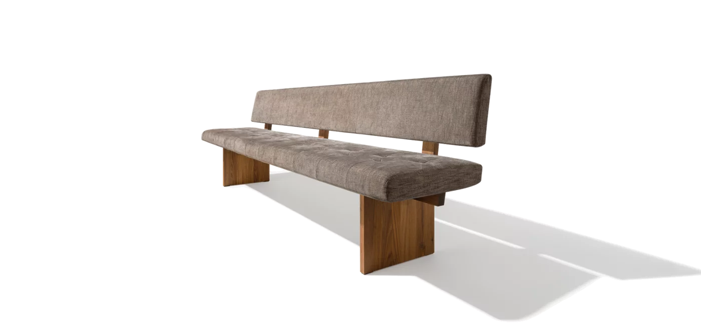 comfortable yps dining bench with walnut side panel and upholstered backrest