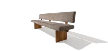 komfortable Esszimmerbank yps mit Holzwange aus Nussbaum und gepolsterter Lehne