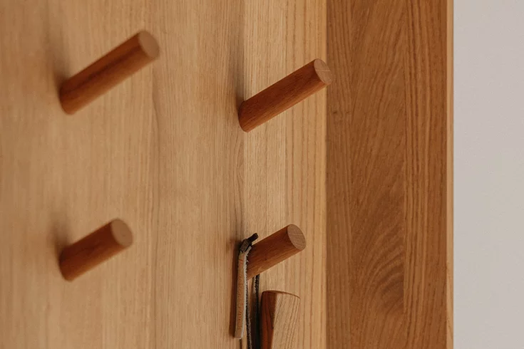 detailed view of a haiku natural wood panel in solid oak