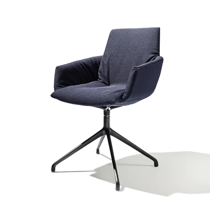 swivel chair lui léger without castors with swivel base in matt black