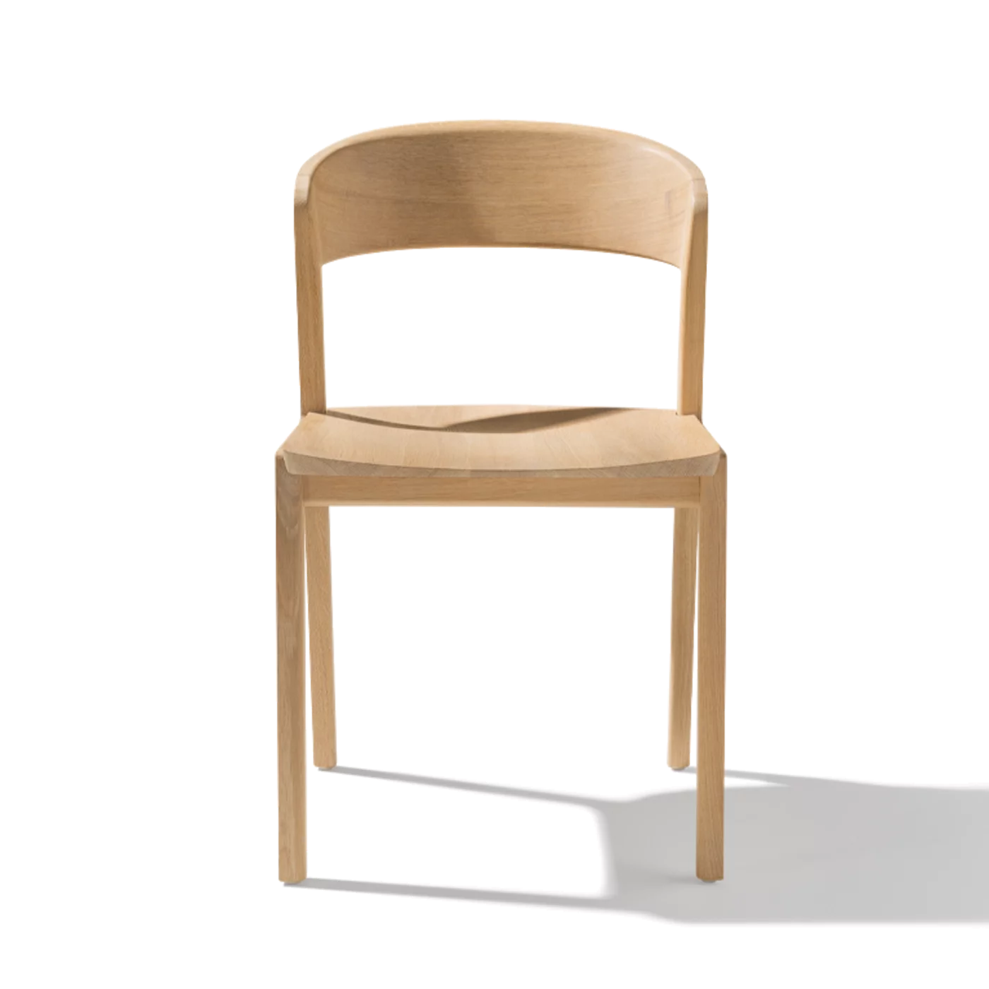 solid wood dining chair, front view dining chair mylon in solid oak white oil, front view