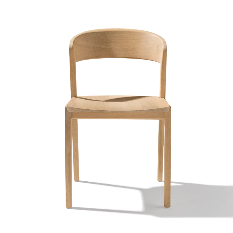 solid wood dining chair, front view dining chair mylon in solid oak white oil, front view
