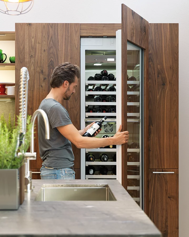 loft solid wood kitchen in wild walnut with plenty of storage space