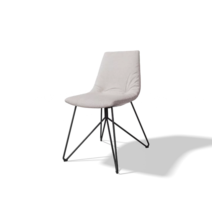 elegant dining room chair lui with fabric and wire frame in black matt