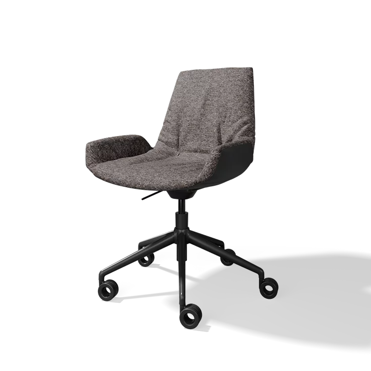 lui plus desk chair in fabric with swivel base in matt black