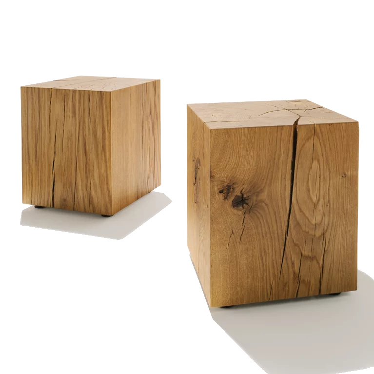 modern natural oak blocks as side tables