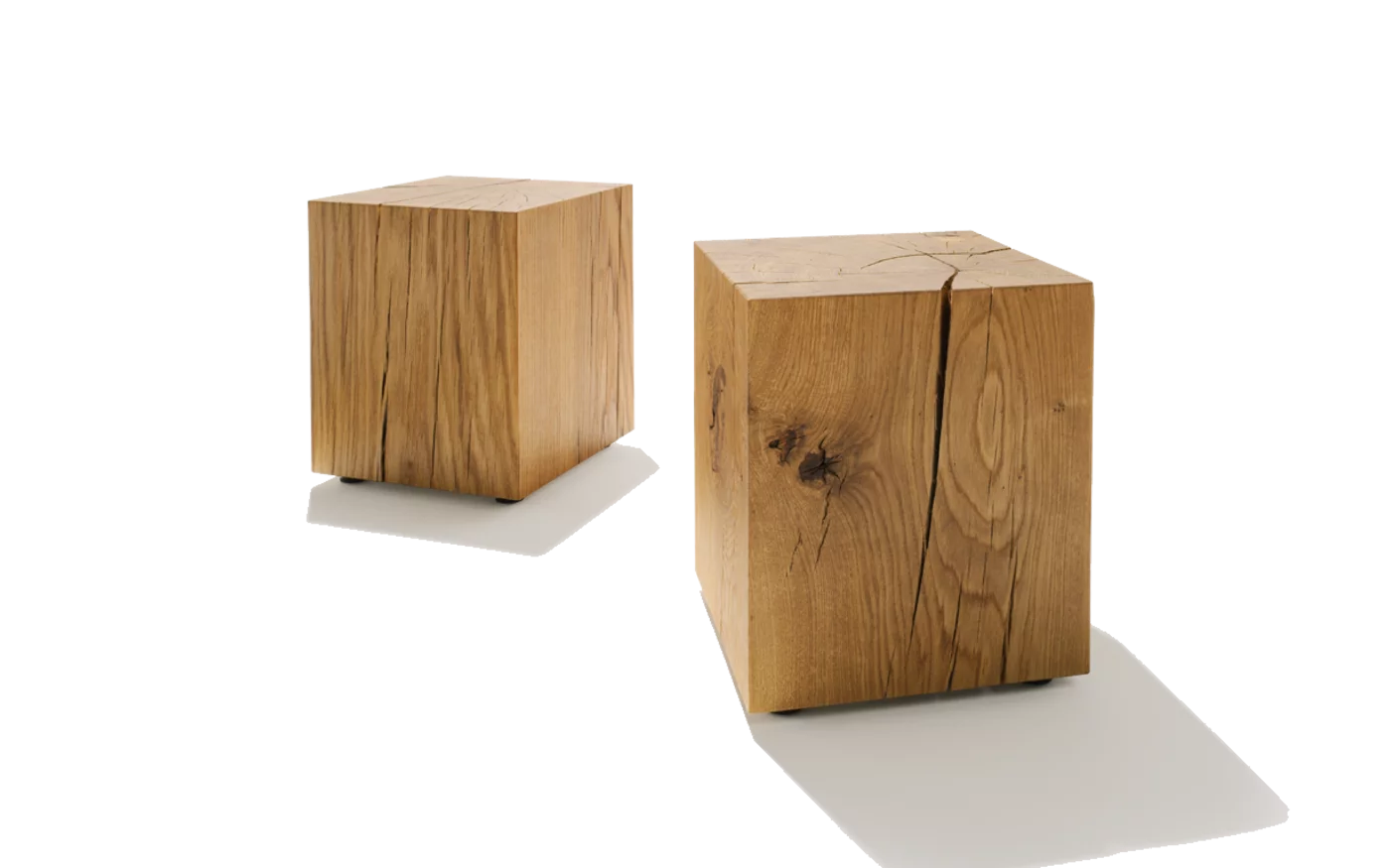 modern natural oak blocks as side tables