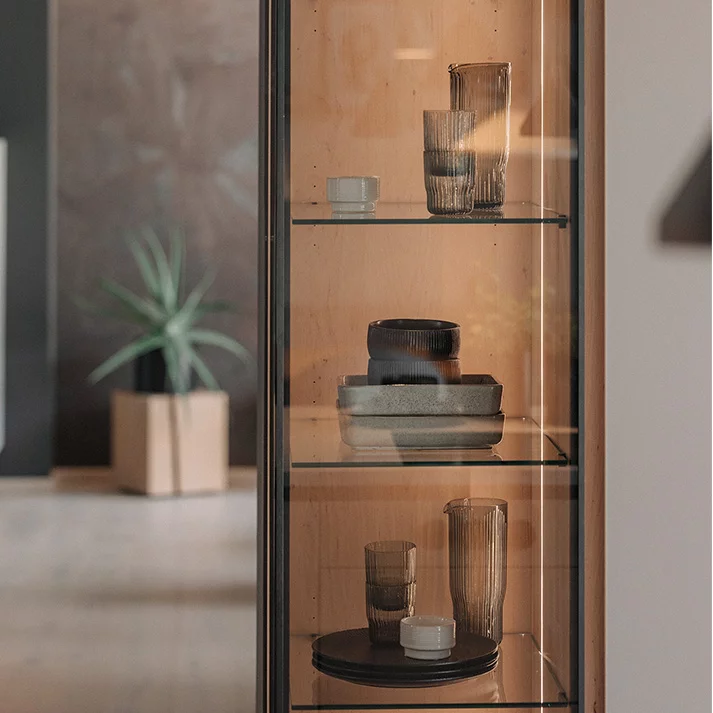 Vitrine mit Beleuchtung und Glasfächer