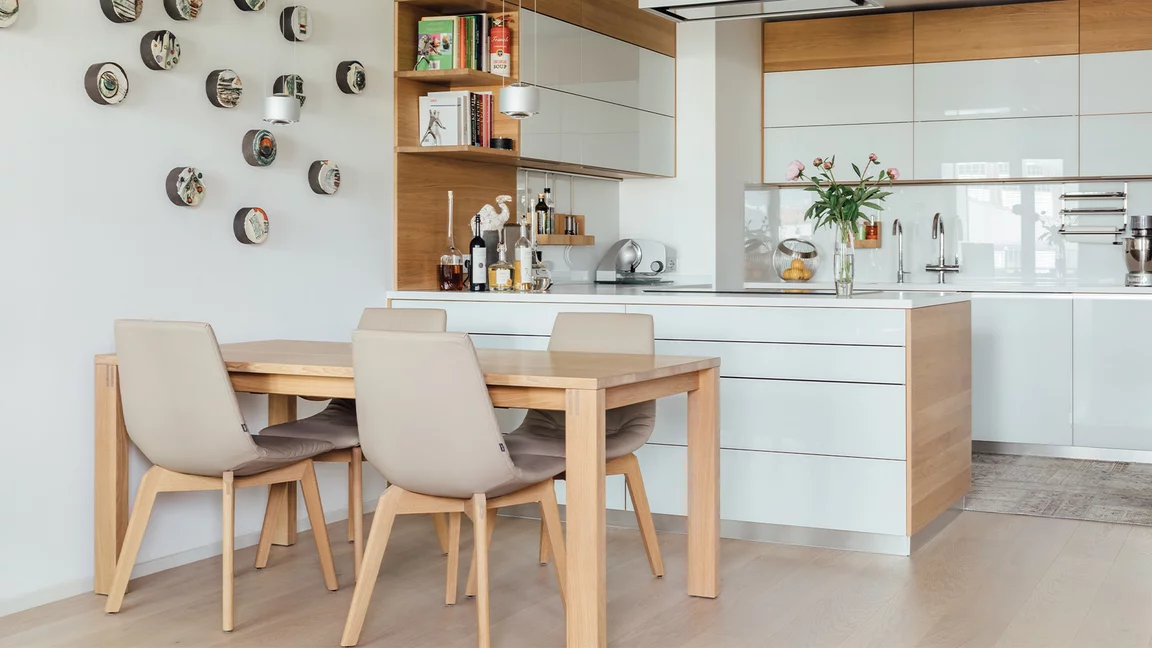 dining room table magnum extendable in oak white oil with comfortable lui chairs