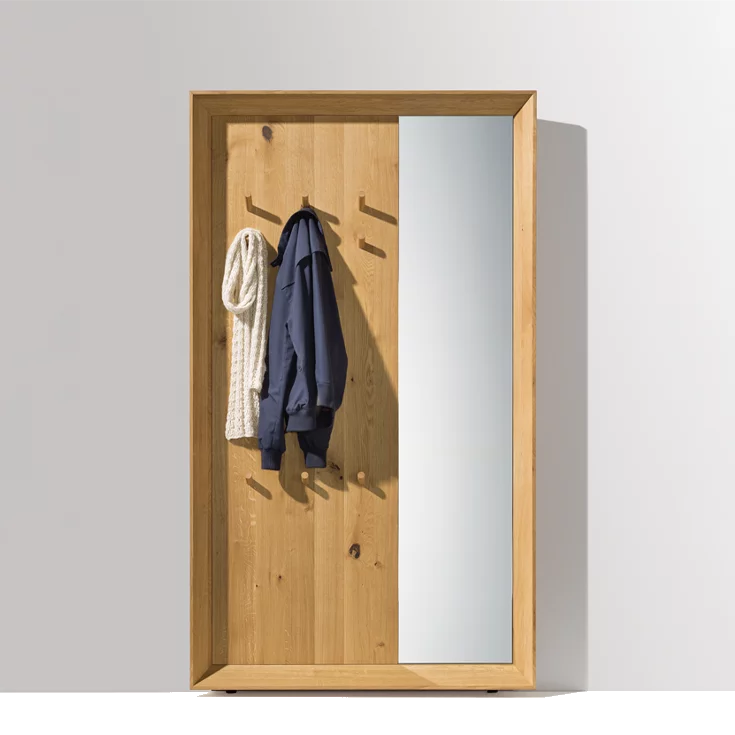 haiku wardrobe combination with mirror in solid wild oak