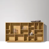 simple graphic shelf in solid oak