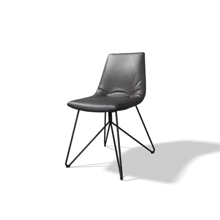 elegant dining chair lui with leather and wire frame in black matt