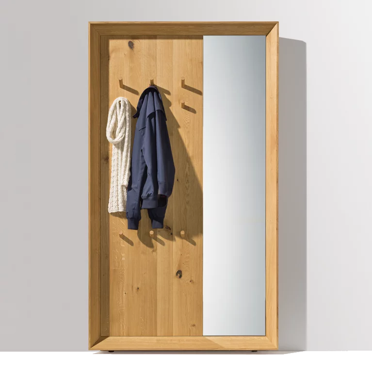 haiku hall wardrobe with mirror in solid wild oak