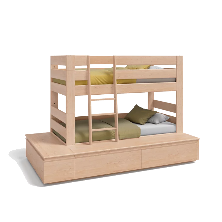 wooden bunk bed for children with storage space and shelves kids bunk bed in alder white oil natural wood with plenty of storage space and shelves