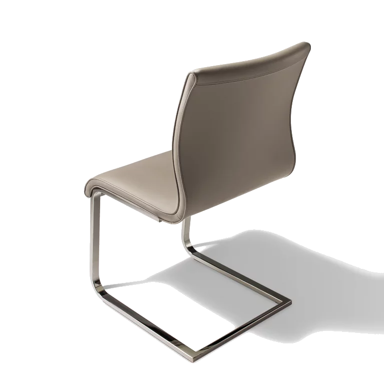 magnum Freischwinger Stuhl mit Leder-Sitzschale und Gestell glänzend, Rückansicht