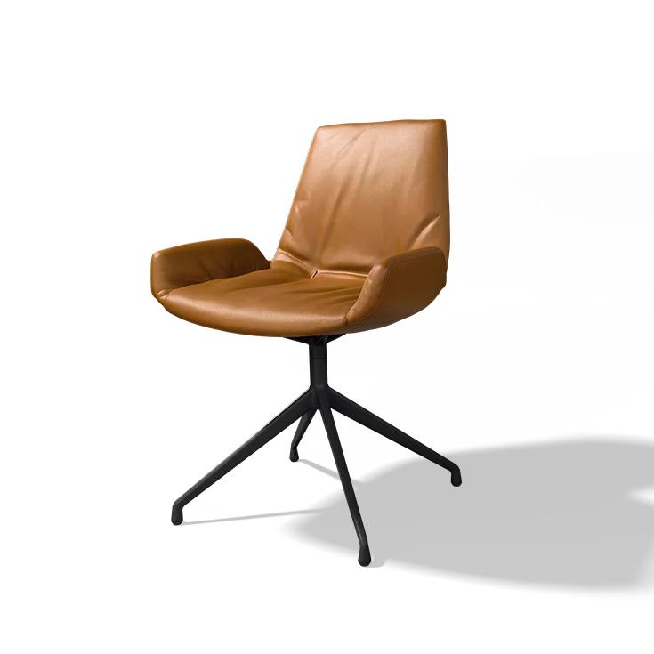 lui plus leather dining chair with swivel base in matt black