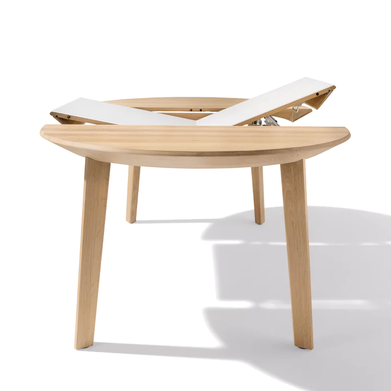 miró extendable round dining table in oak white oil