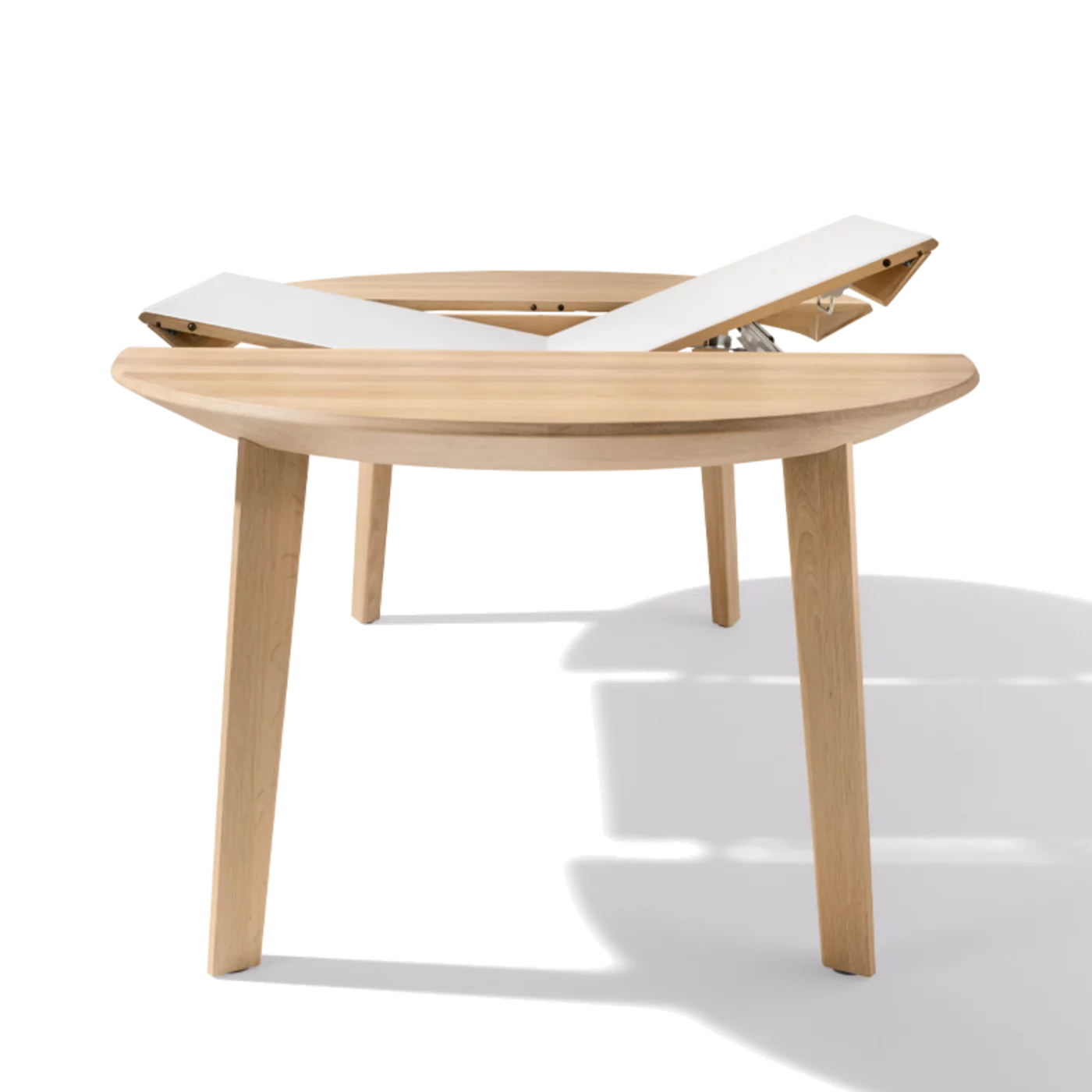 miró extendable round dining table in oak white oil