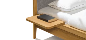 mylon Bett mit Nachtkonsole und Polsterhaupt in Eiche massiv, Detailansicht