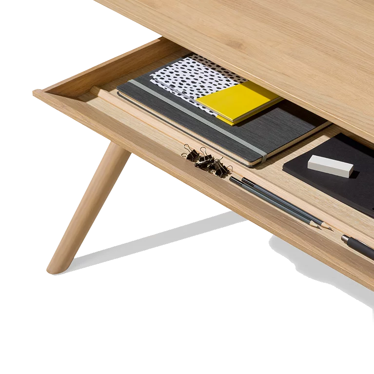 pisa with elegant desk drawer with partition in oak white oil