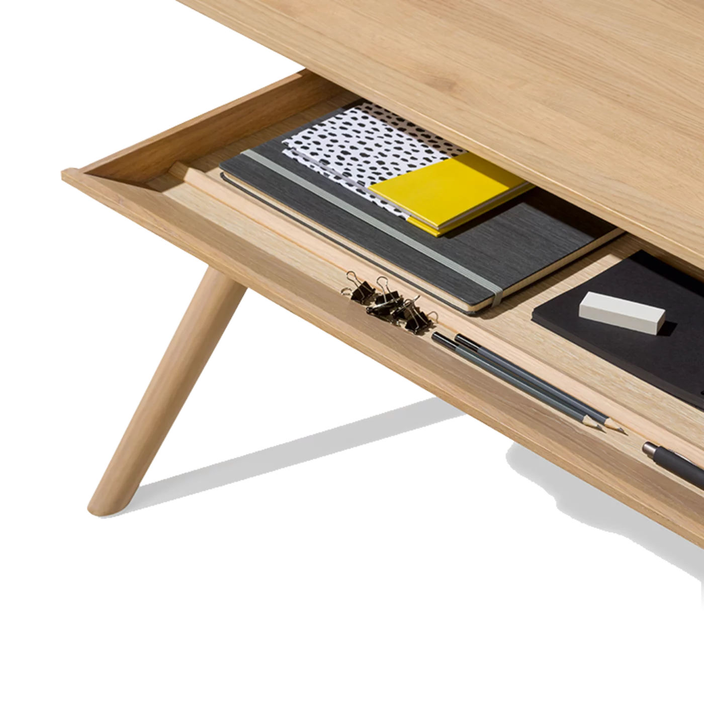 pisa with elegant desk drawer with partition in oak white oil