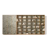 Modern solid wood shelving filigno in natural oiled oak with MDi iseo gries doors and back panels