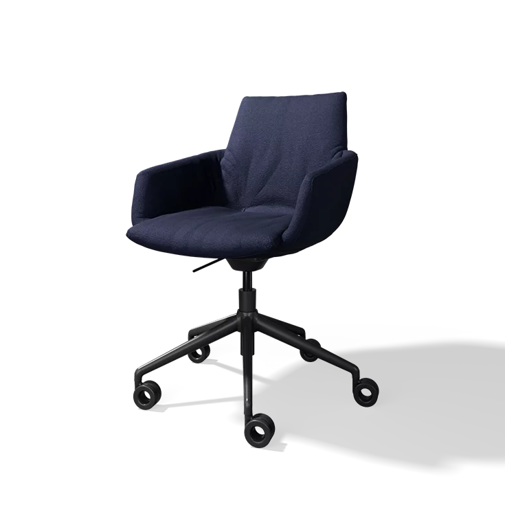 lui léger office swivel chair with fabric cover on black swivel base with castors
