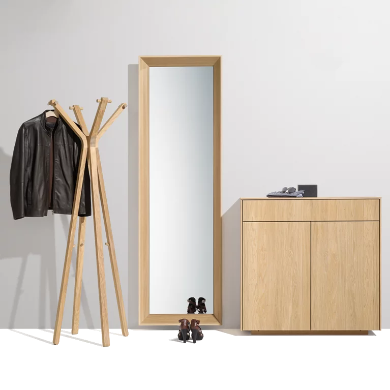 filigno hallway with the hood coat rack in oak white oil