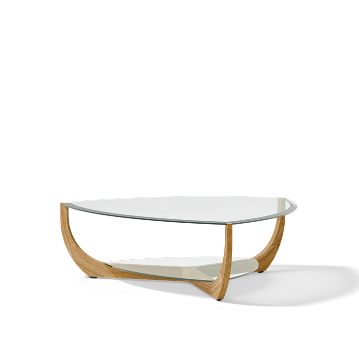 juwel Couchtisch aus Naturholz Eiche mit edlen Glasplatten