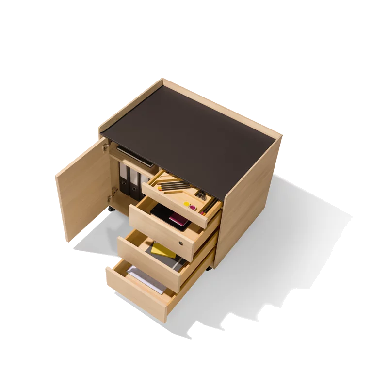 desk pedestal with hinged door and drawer in solid wood pisa desk pedestal with revolving door and drawers in solid oak white oil and natural leather top panel