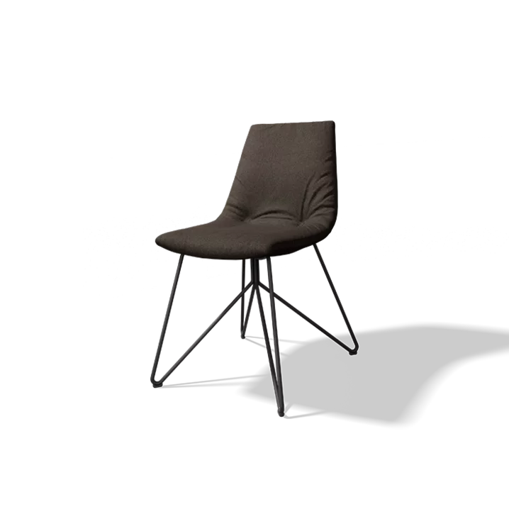 elegant dining room chair lui with fabric and wire frame in black matt