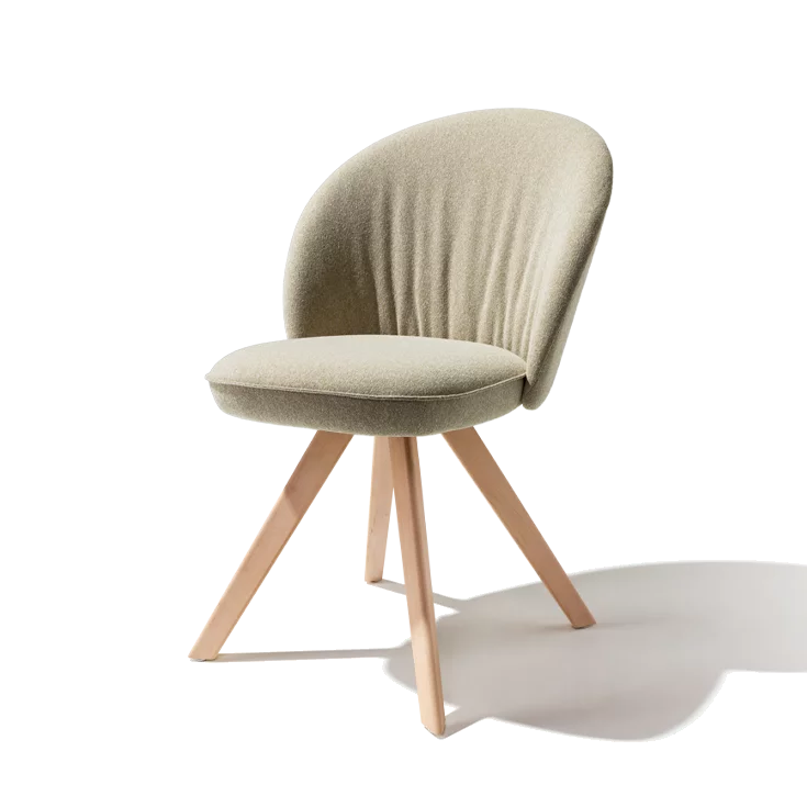 flor dining chair in fabric with swivel base in alder white oil