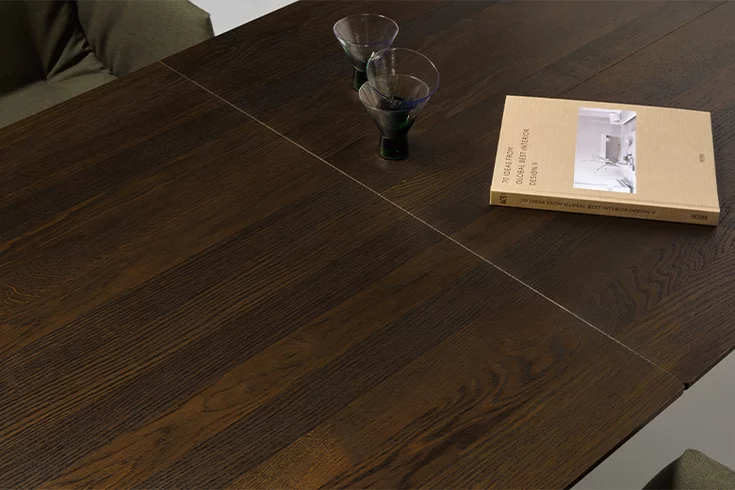 Modern solid wood table top made from smoked oak